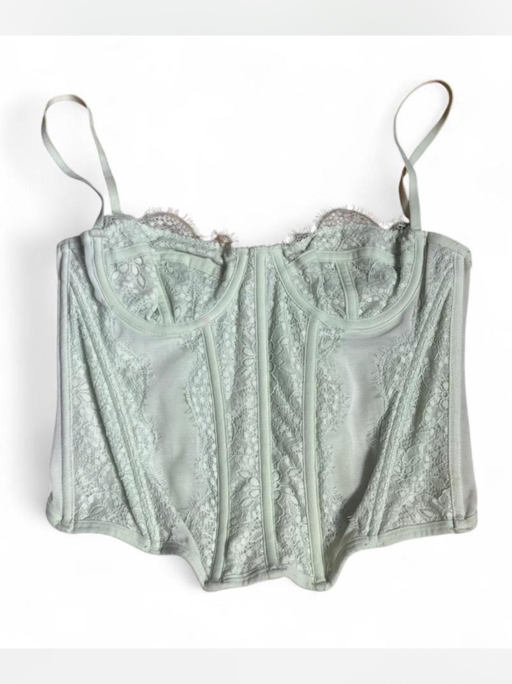 Lace Underwire Bustier Corset Top in Sage Green